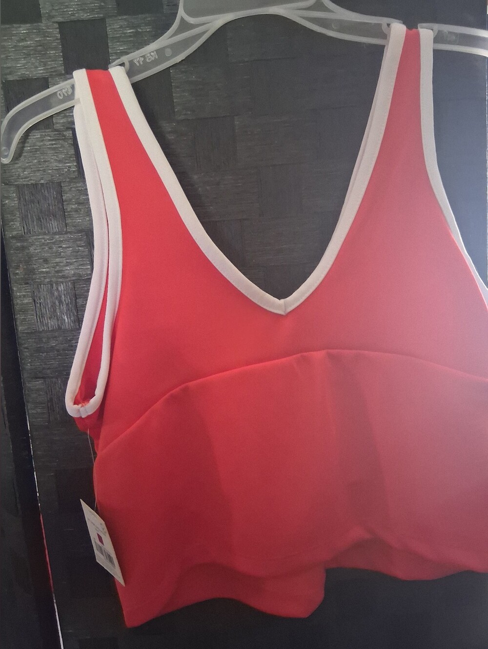 Pro Player Red Crop Tank Top with White Trim